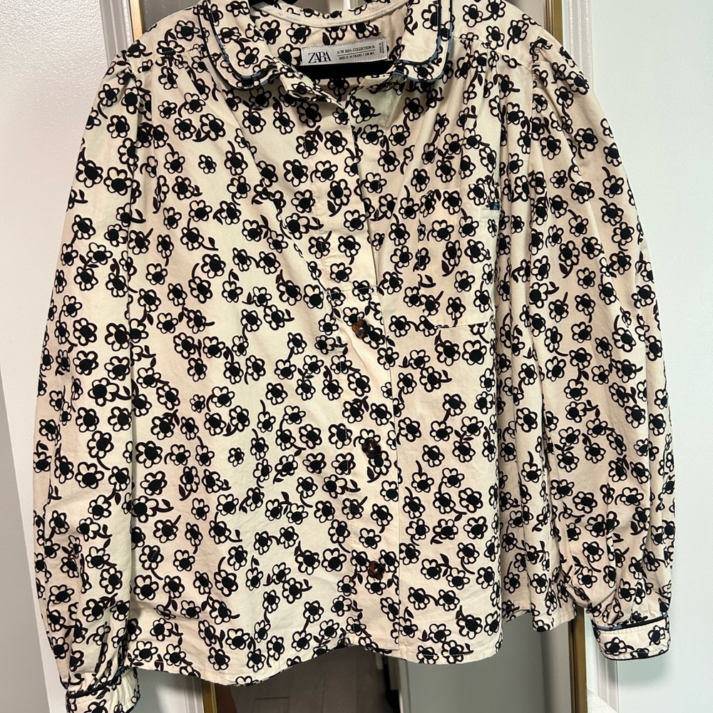 Zara Cream and Brown Floral Shirt